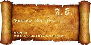 Nyemecz Borsika névjegykártya